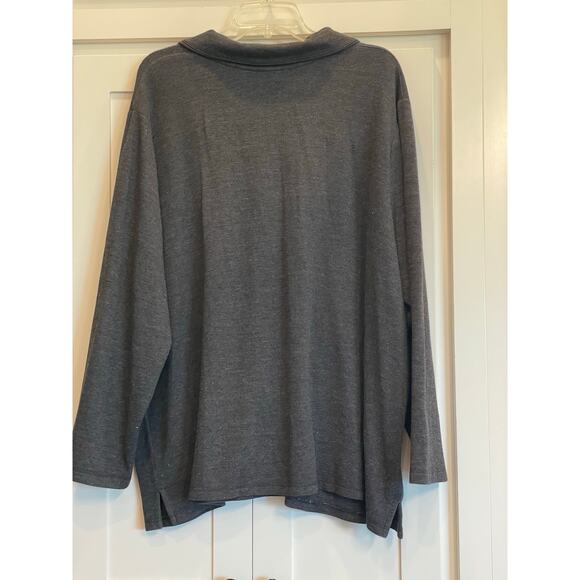 Catherines charcoal gray 1/4 zip sweater with embroidery and rhinestones 2X - Picture 2 of 11